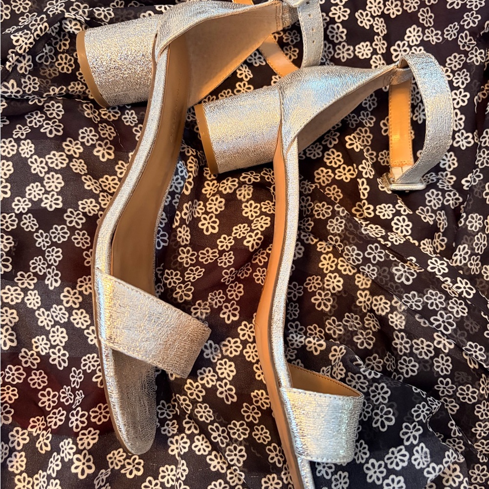 Banana Republic Metallic Silver Ankle-Strap Heels